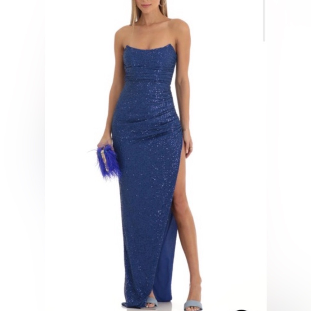 Lucy in the Sky Blue Sequin Prom Dress